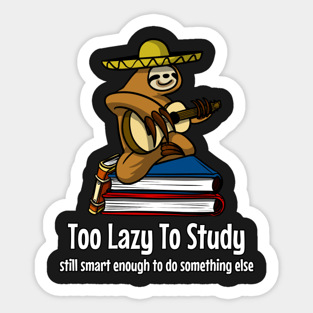 Lazy Sloth Guitarist Too Lazy To Study Books Sticker by underheaven